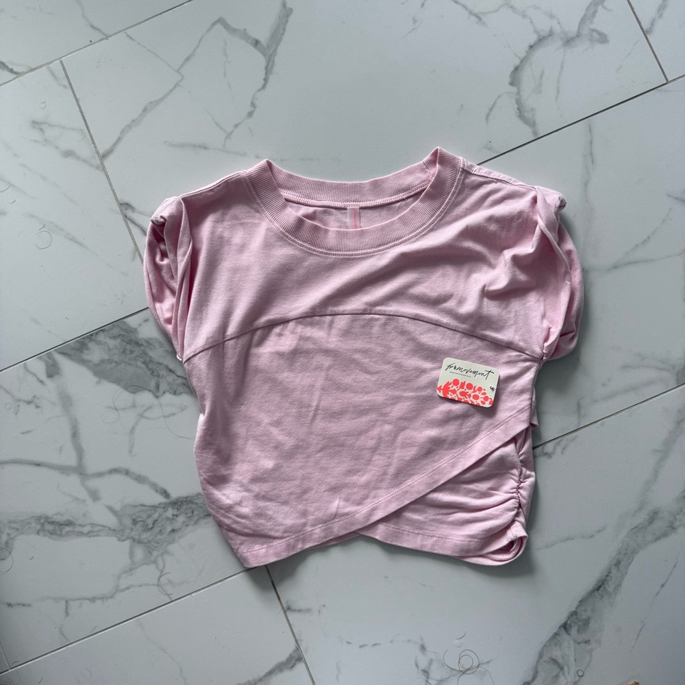 FREE PEOPLE NWT Pink Short Sleeve Crop Top